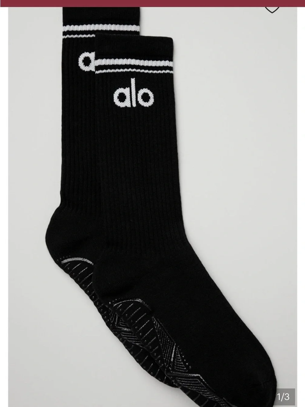 ALO Yoga Black Throwback Barre Crew Grip Socks with White Logo